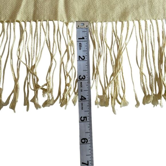 Wrap Scarf 4” Fringe Edge Light Yellow Women Width 28” Length 74” - Picture 6 of 10